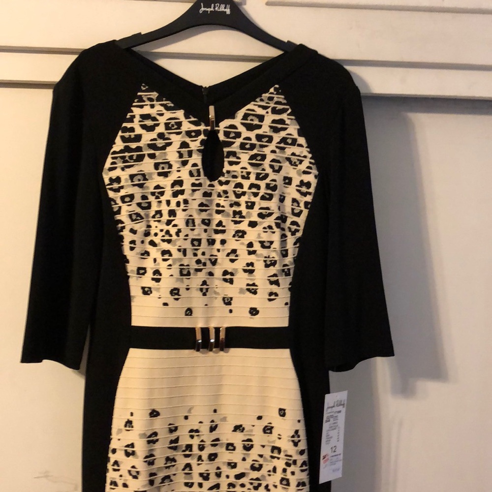 Joseph Ribkoff  black/leopard knit dress